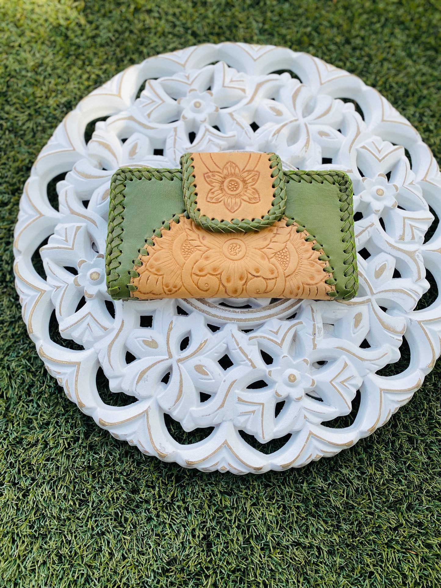Flower Leather Wallet Vintage Forest