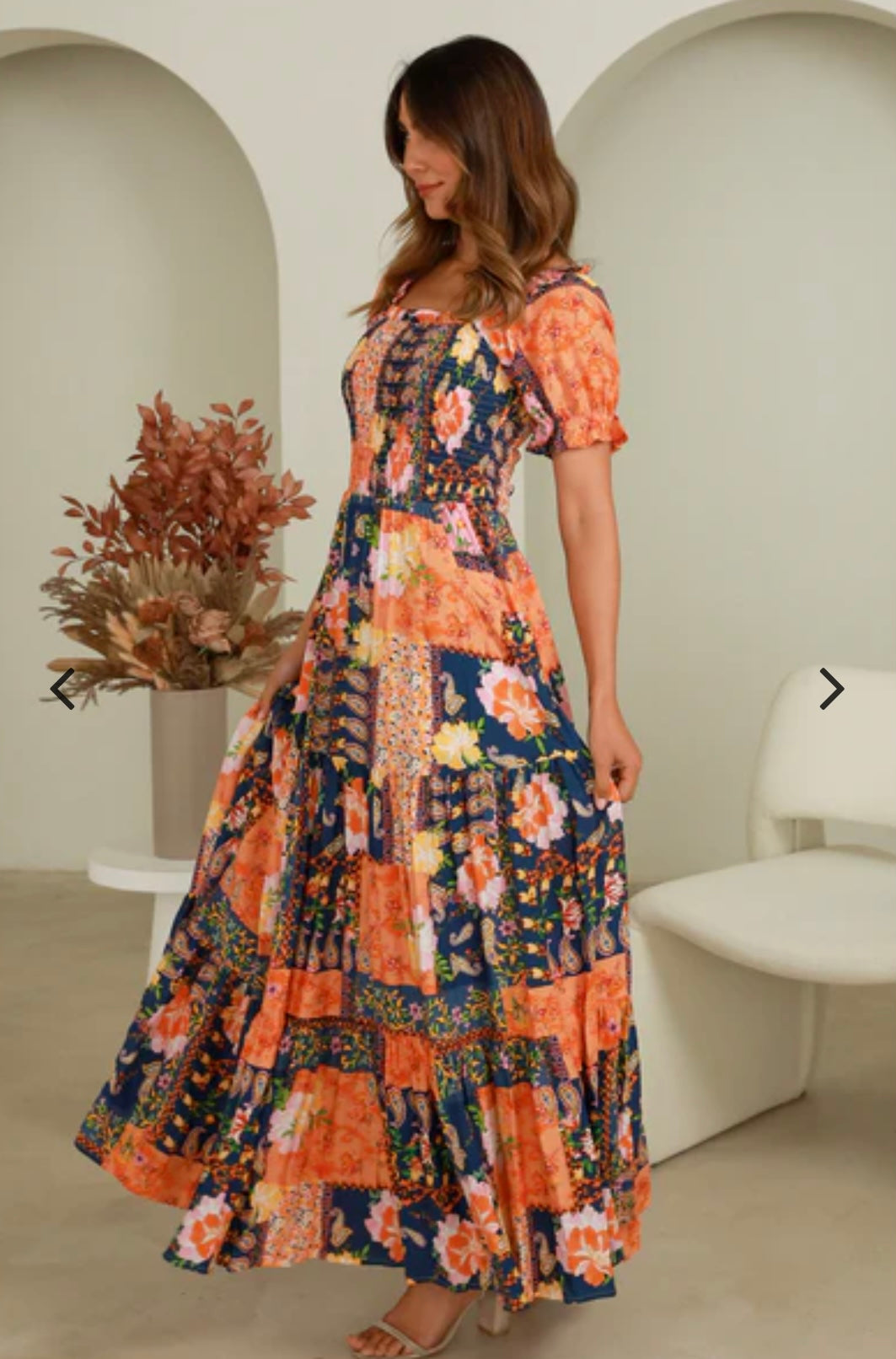 Edith Cottage Print Flounce Maxi Dress