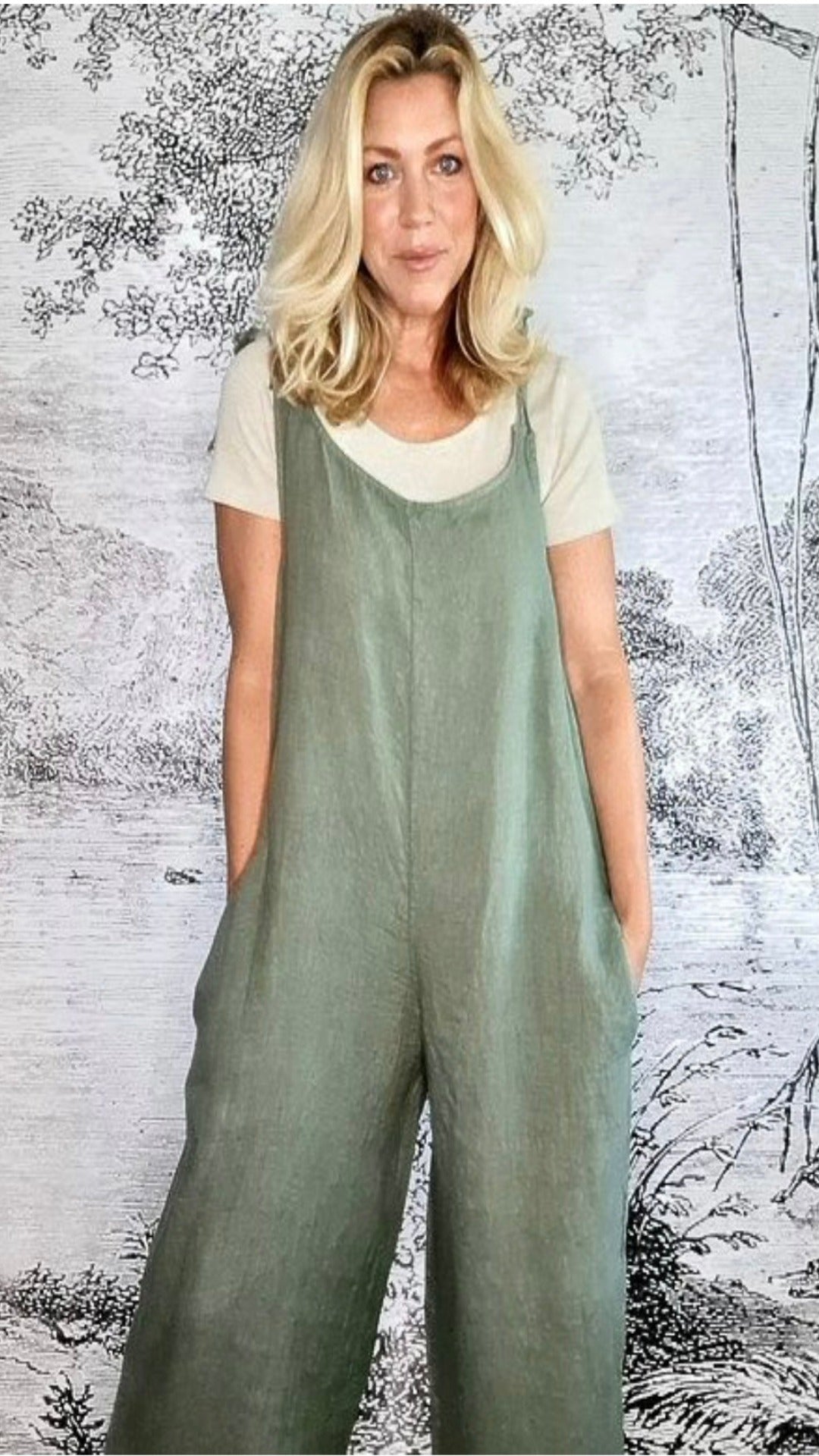 Italian Linen Jumpsuit Crisco Forest