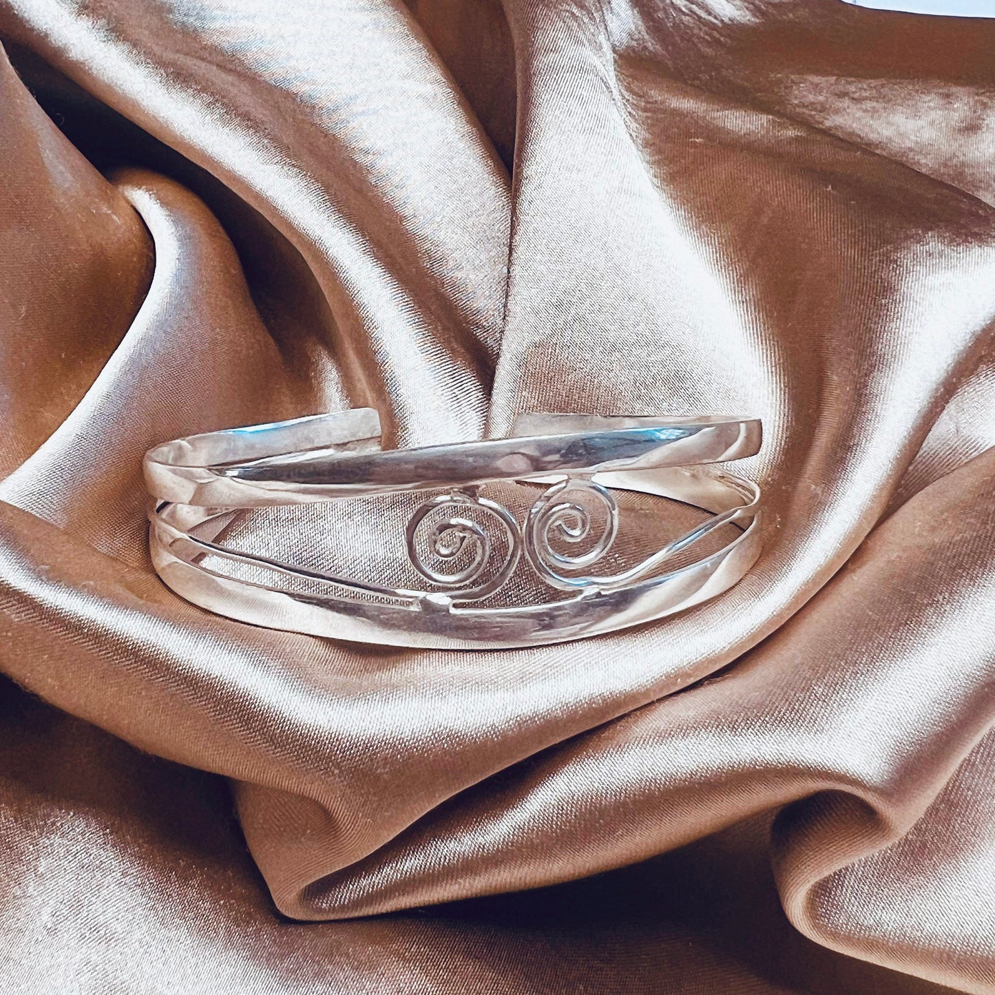 Sterling Silver Scroll Cuff Bangle