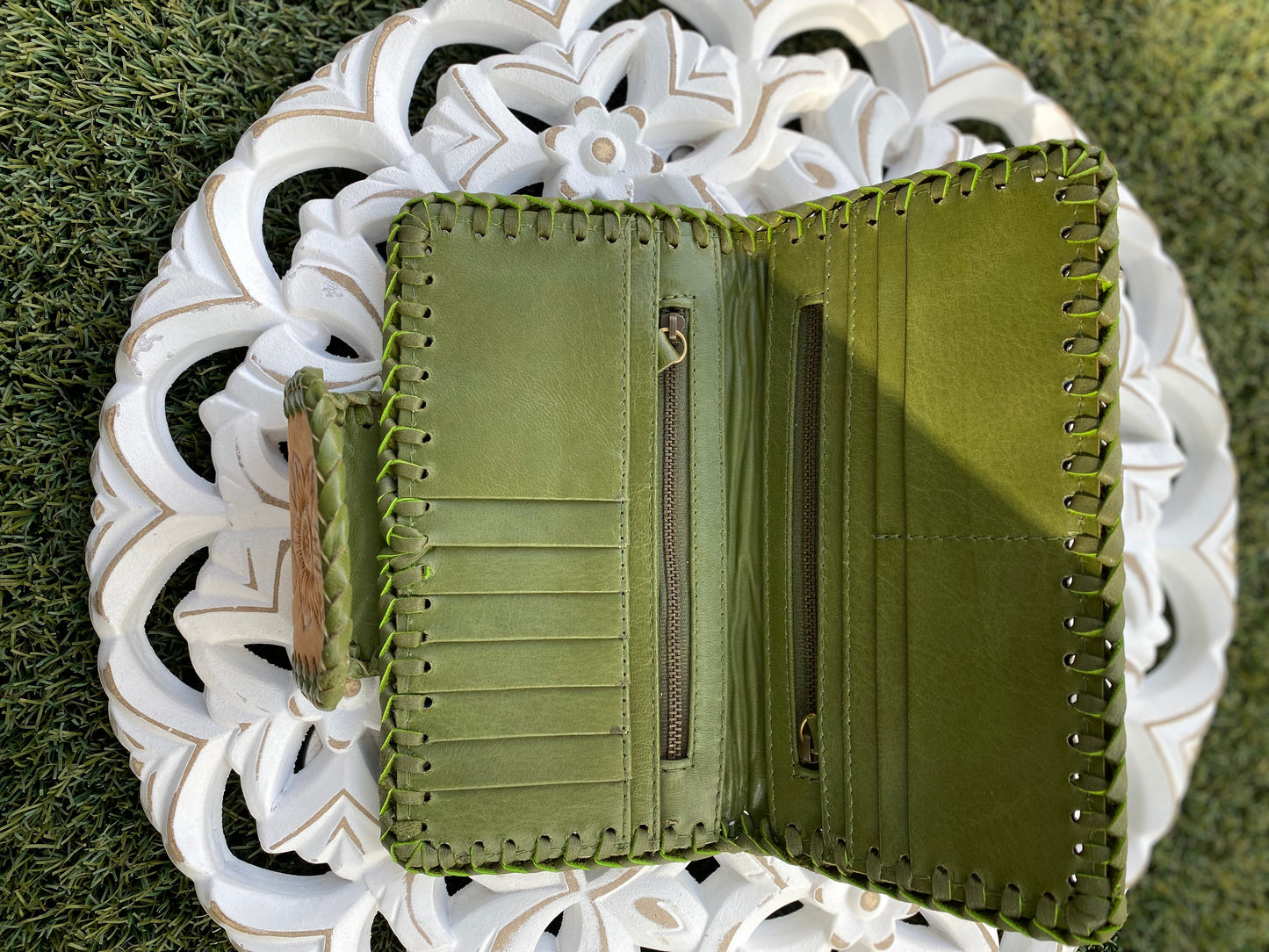 Flower Leather Wallet Vintage Forest