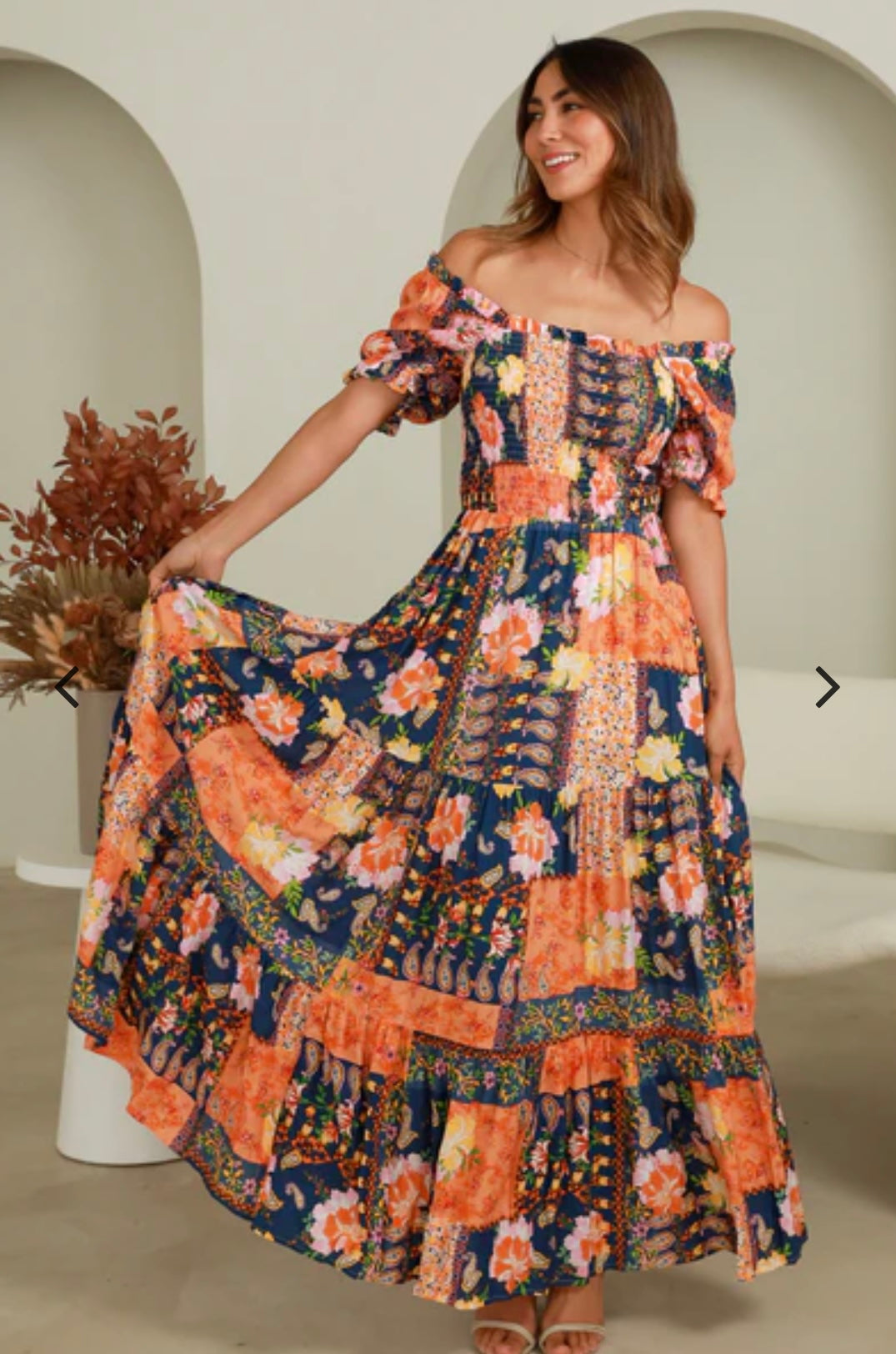 Edith Cottage Print Flounce Maxi Dress