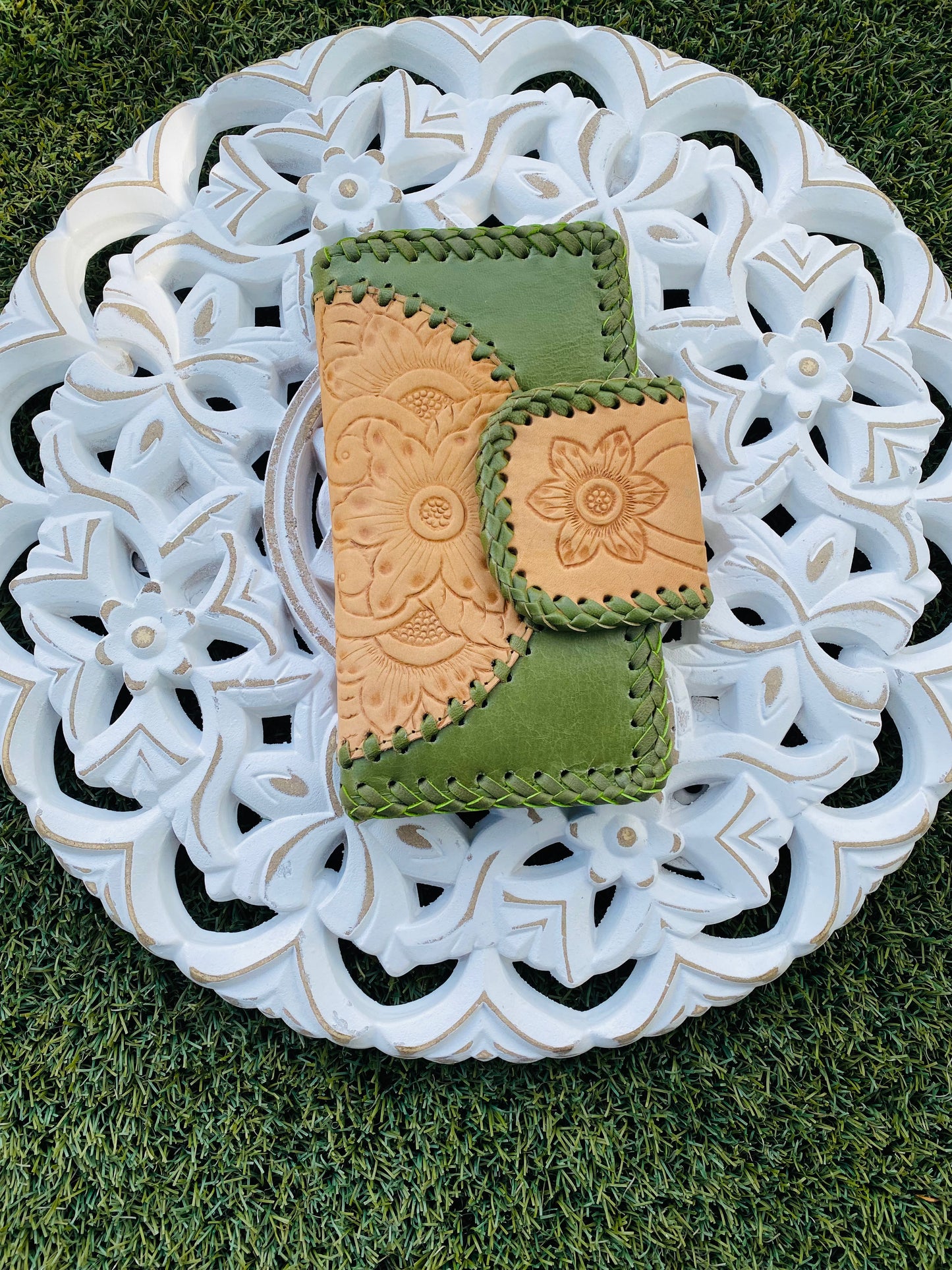Flower Leather Wallet Vintage Forest