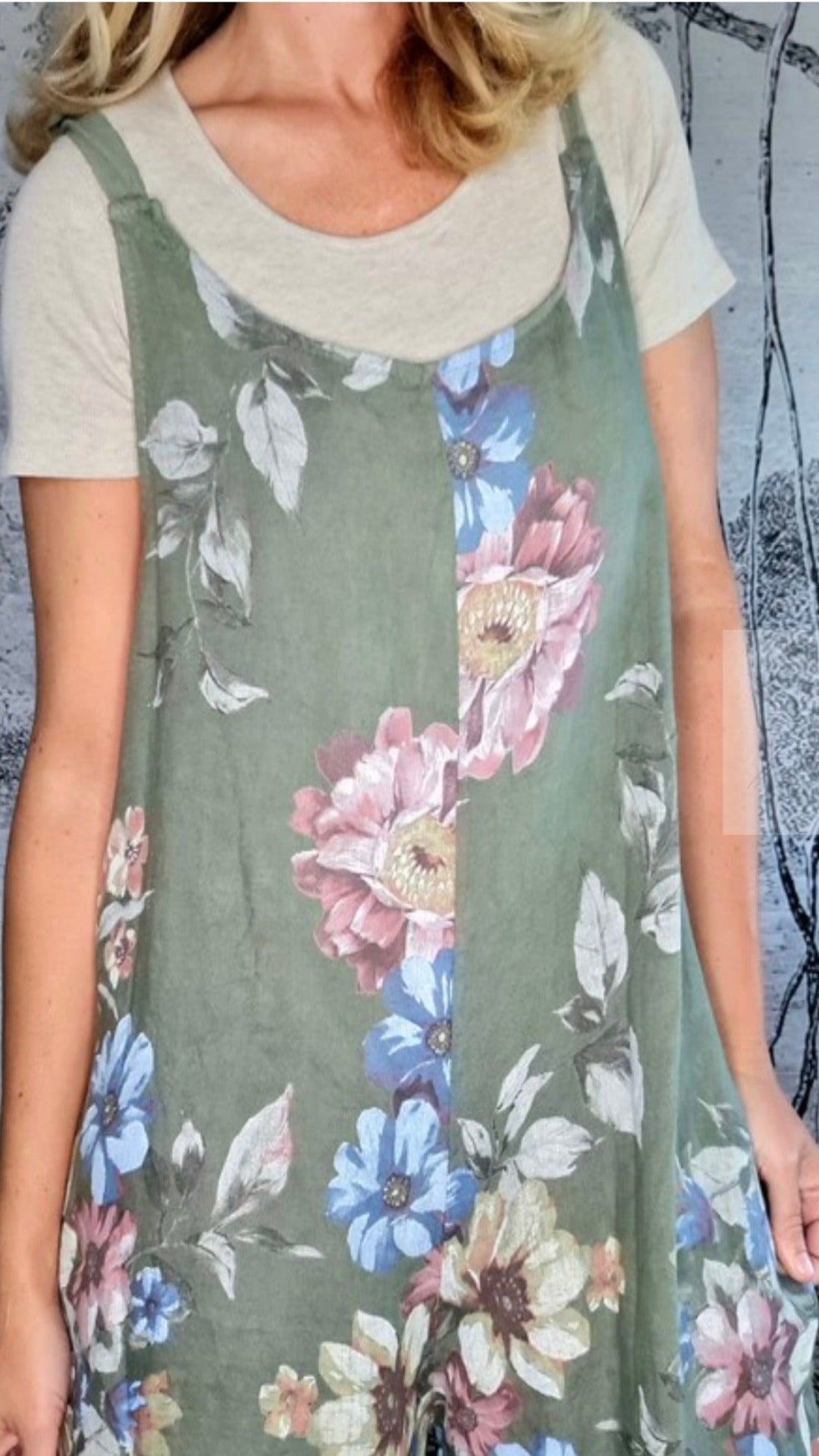 Italian Linen Jumpsuit Meadow in Forest
