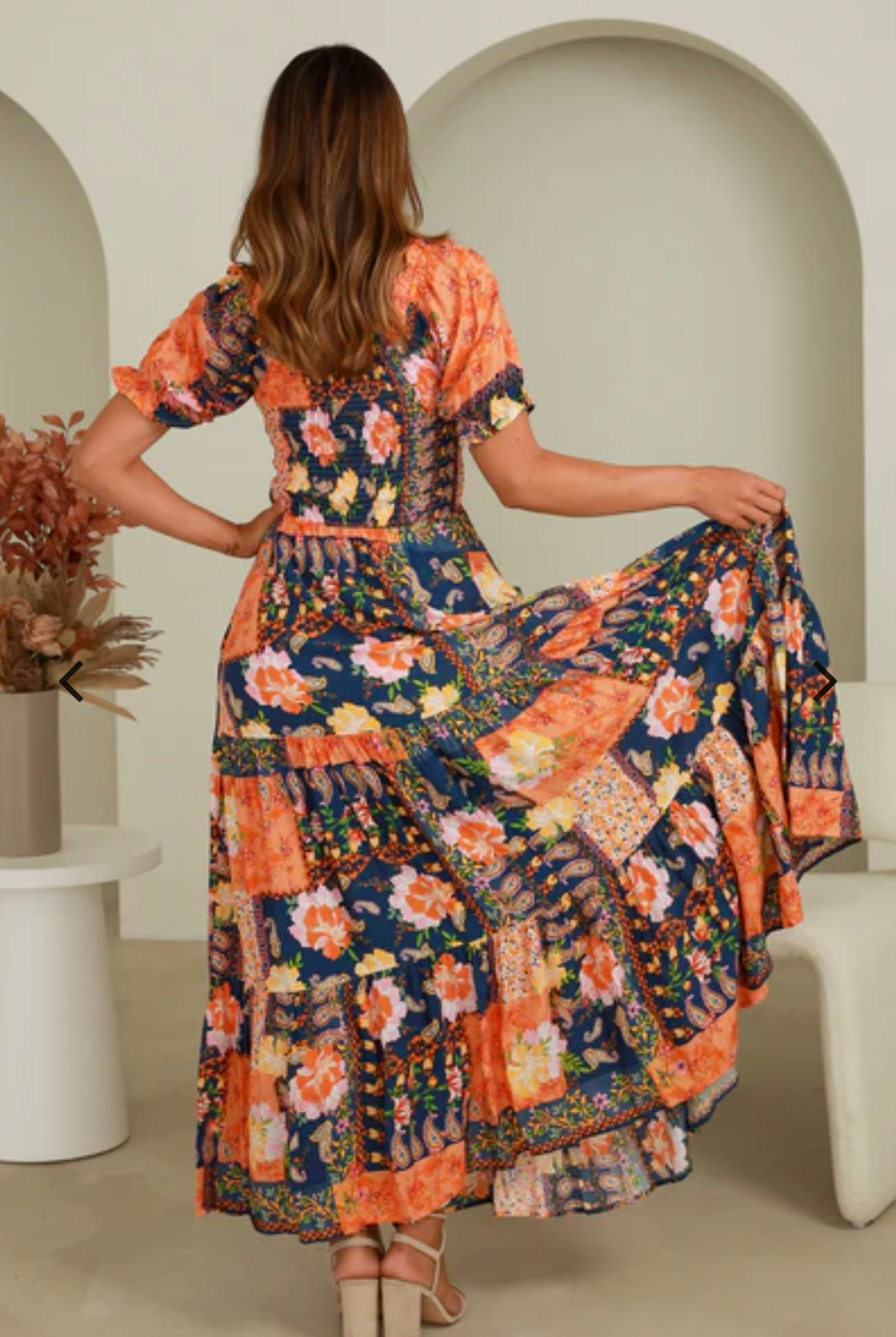 Edith Cottage Print Flounce Maxi Dress