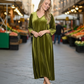 Velvet Maxi Dress OliveGreen Made In Italy