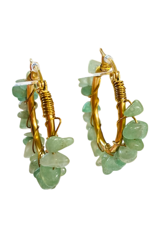 Amazonite Stone Dainty Earrings 18k Gold Plated