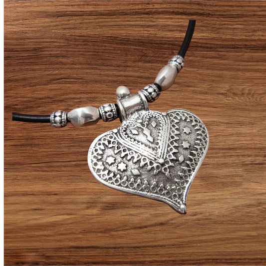 Bohemian Large Pendant Necklace Heart Design