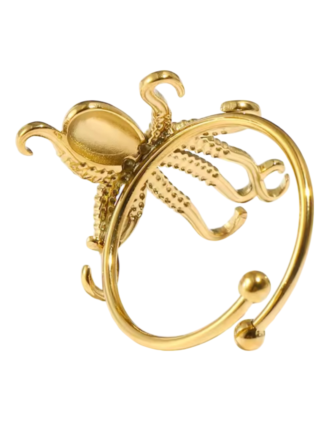 Oceans Octopus Ring Adjustable 18k Gold Plated