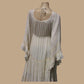 Exclusive!! Angel Sleeves Maxi Dress Cotton-Trim-LaceUp Dress Calico