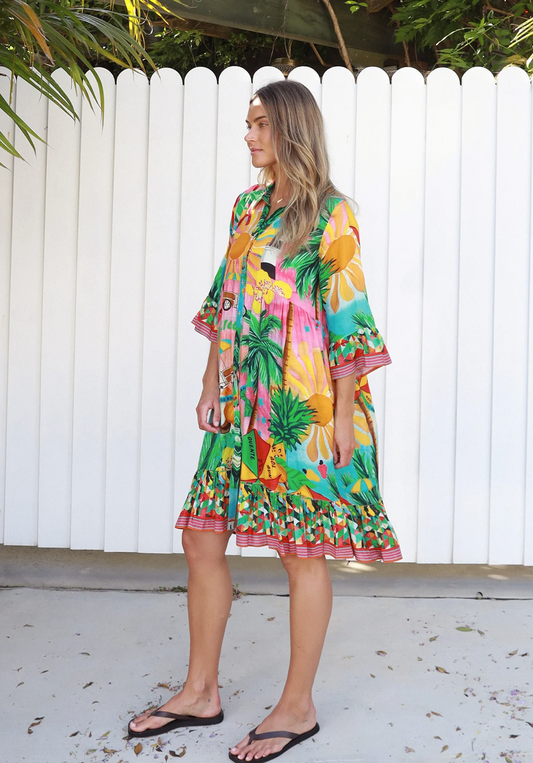 Tropics Glam Dress Multi Green