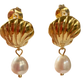 Seashell Pearl Drop Stud
Earrings 18k Gold Plated