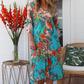 Tropics Glam Dress Multi Blue Floral
