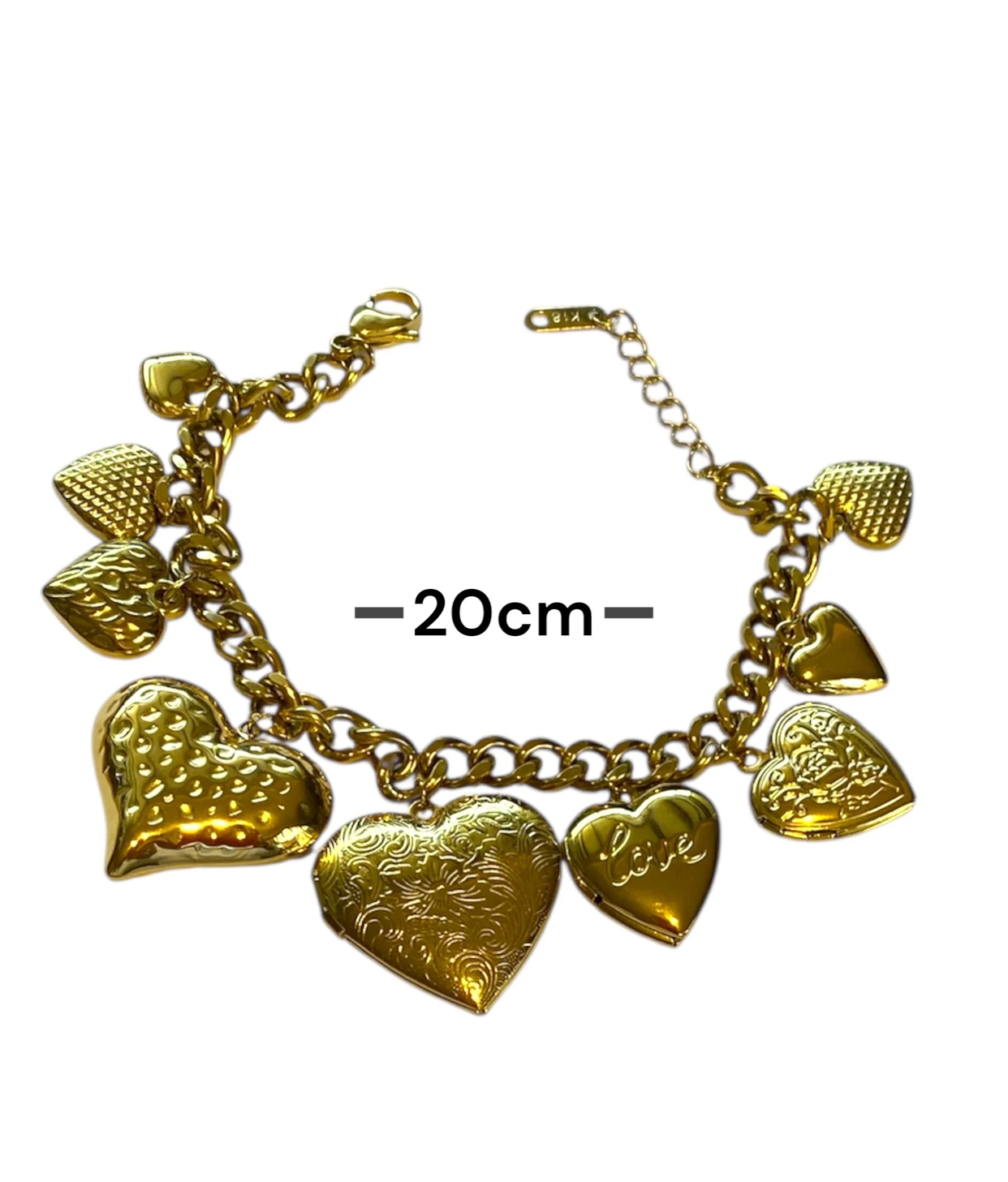 Bracelet Heart Pendants 18k Gold Plated