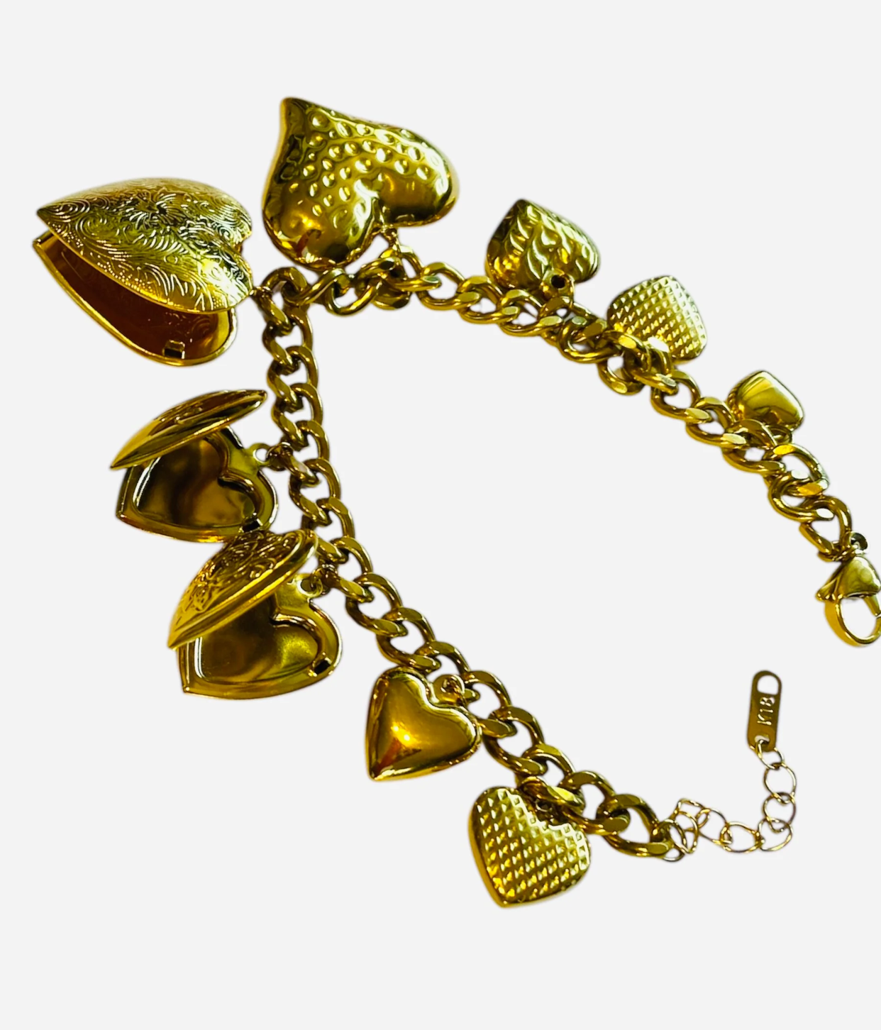 Bracelet Heart Pendants 18k Gold Plated