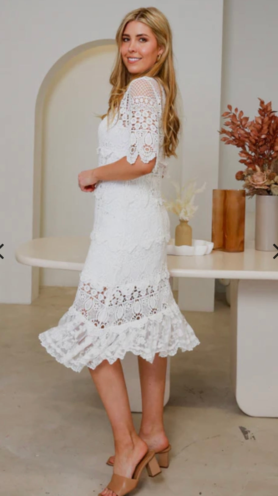 Lace Dress White Elegant Style Wedding-Occasion