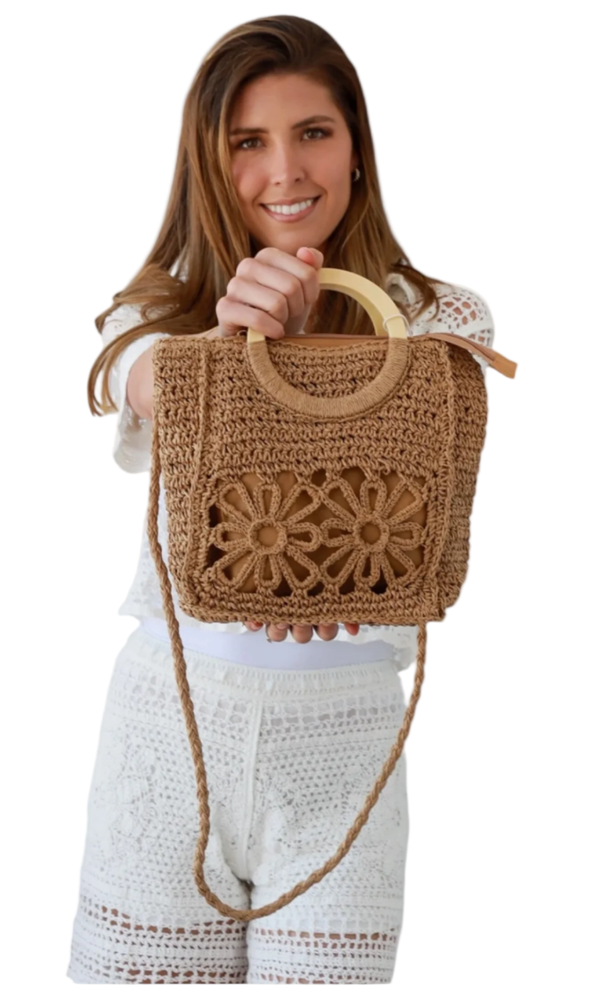 Flower Weaved Straw Bag Travel, Shopping