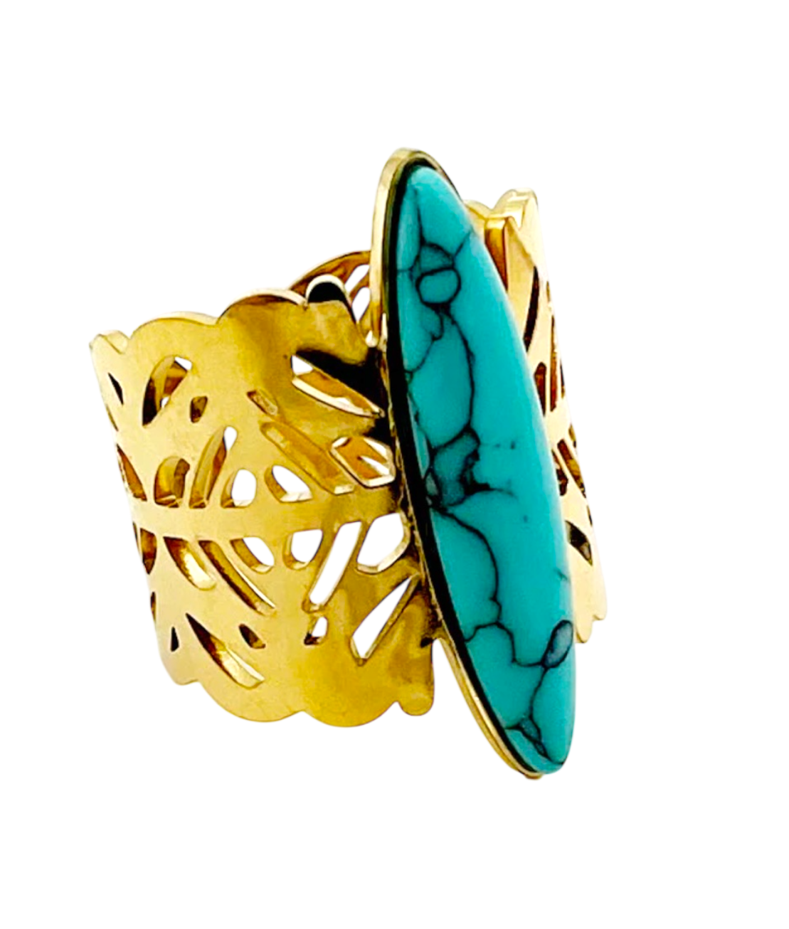Turquoise Ring Adjustable 18k
Gold Plated