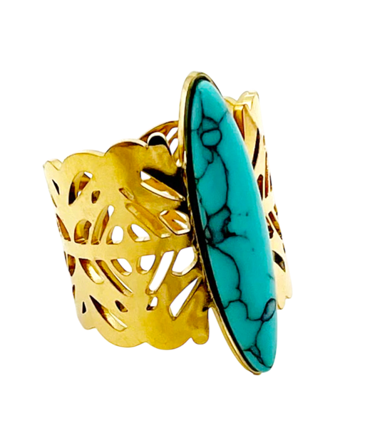 Turquoise Ring Adjustable 18k
Gold Plated