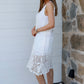 Lace Overlay Dress White Sleeveless