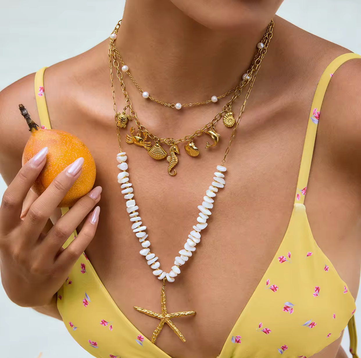 Star Howlite Natural Stone Necklace 18k Gold