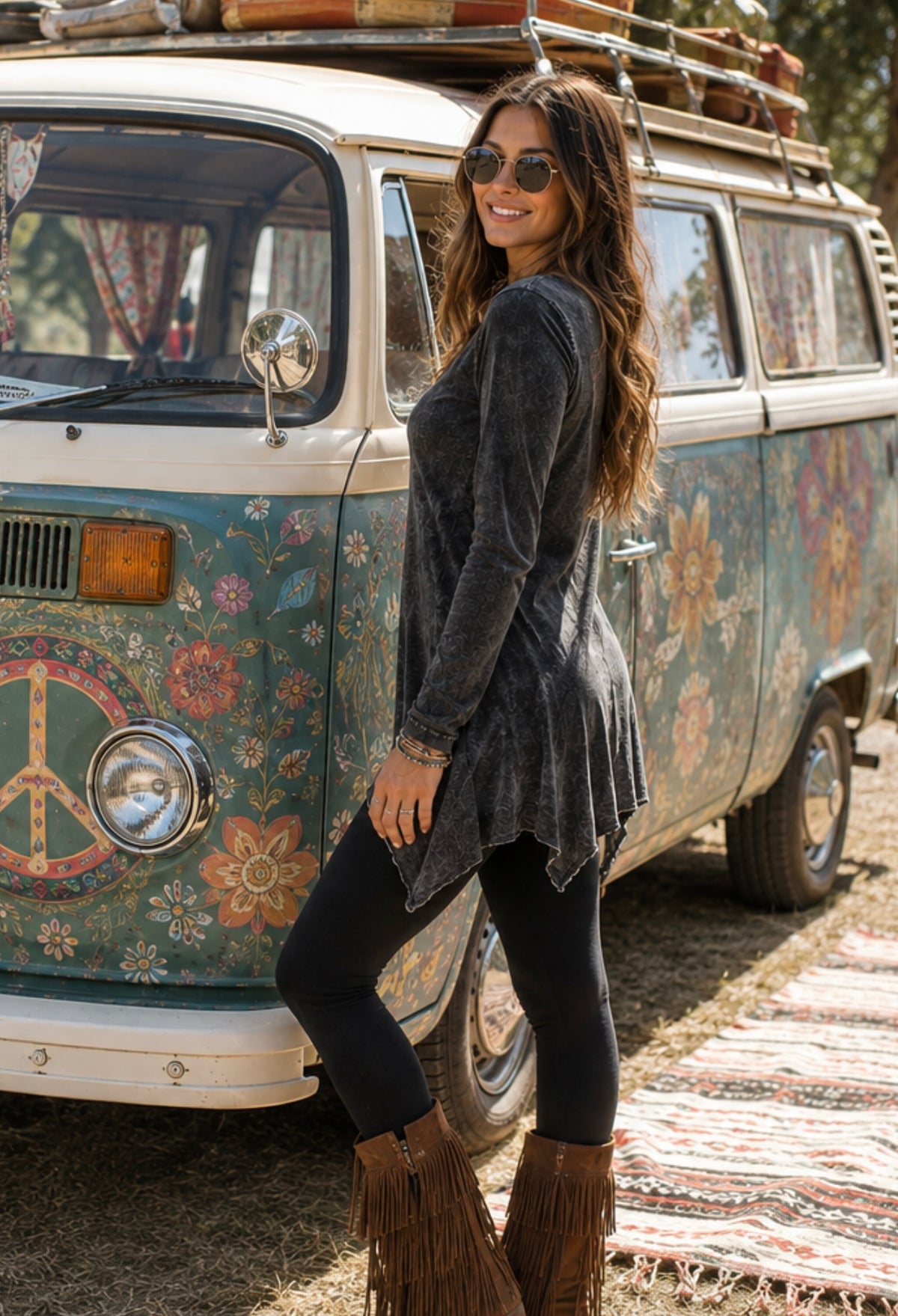Stonewash Black Long Sleeve Tunic