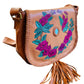 Rosalie Tan Brown Floral Leather Bag