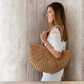 Straw Tote 1/2 Moon Shoulder Bag Travel, Beach, Shopping