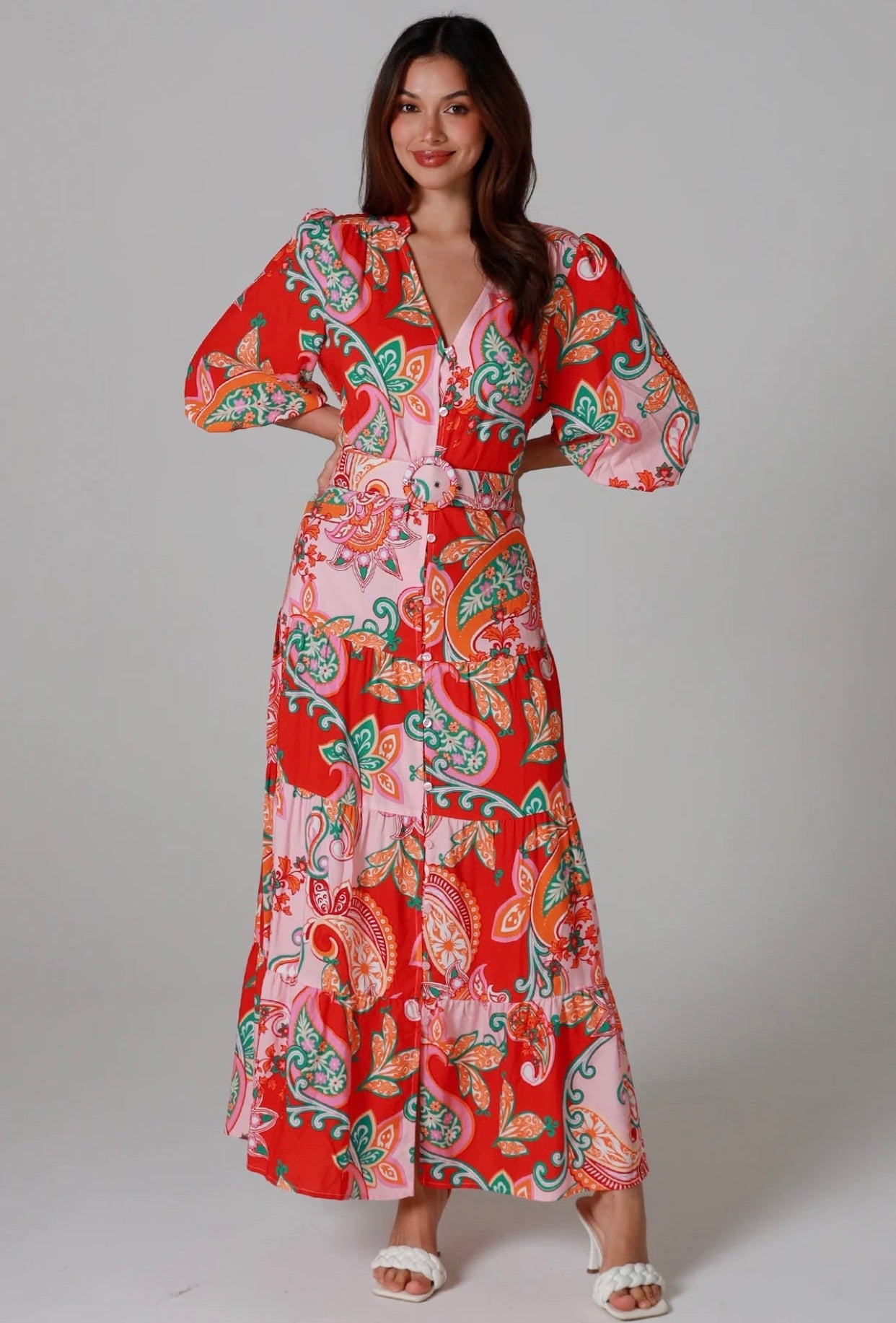 Floral Print Button-Down Maxi Dress