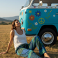 Love Joy Boho Festival Cotton long pants multi blue & Green