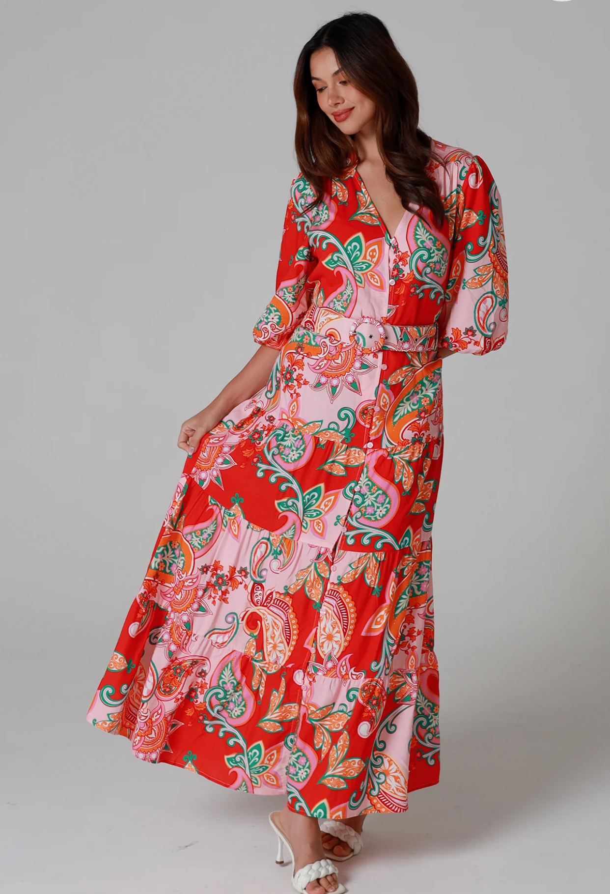 Floral Print Button-Down Maxi Dress