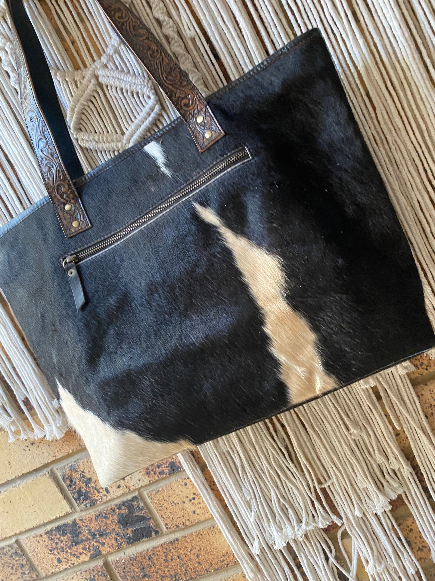 Leather and Hide Tote Shoulder Bag