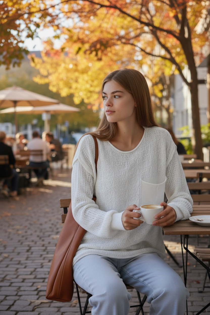 Bella Knit Pocket Top White