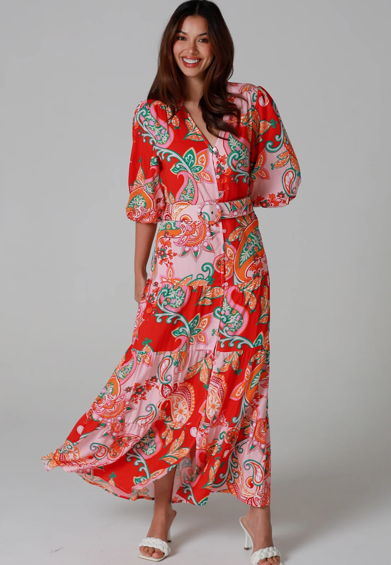 Floral Print Button-Down Maxi Dress
