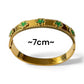 Bangle Open Hinged Green Flower Motifs
