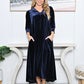 Made In Italy Navy Velvet Maxi Dress