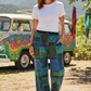 Love Joy Boho Festival Cotton long pants multi blue & Green