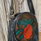 Leather Canteen Bag Black with Rose