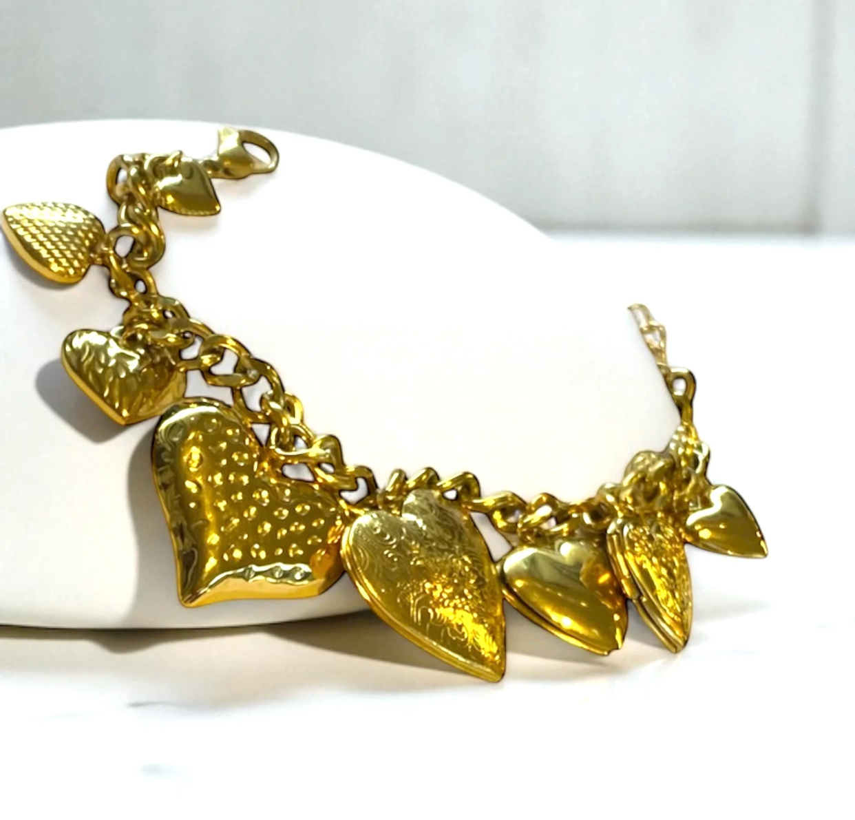 Bracelet Heart Pendants 18k Gold Plated