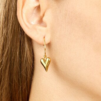 Heart Drop Earrings 18k Gold Plated