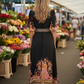 Black Boho Sienna Print Maxi Dress
