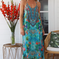 Crystal Luxe Dress Multi Bloom Print Azure Blue
