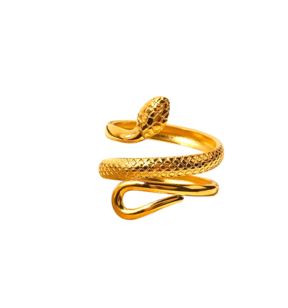 Serpent Snake Ring Adjustable 18k Gold Plated