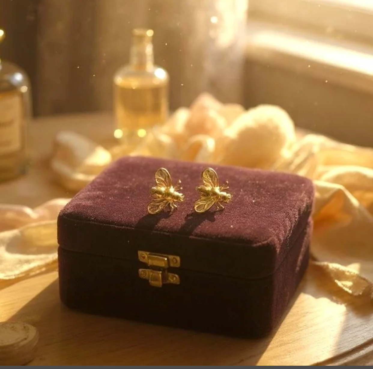 Bee Stud Earrings 18k Gold Plated