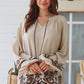 Coffee Taupe Embroidered Long Sleeve Top