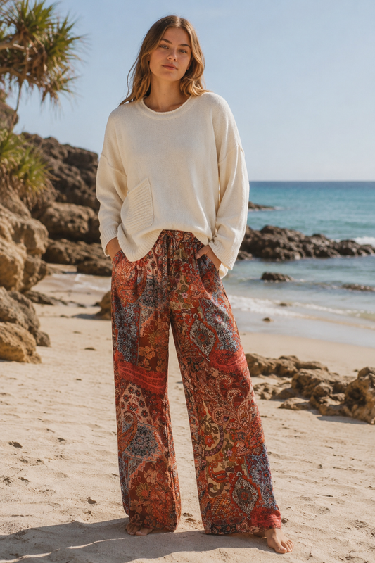 Selena Print Bohemian High Waist Pants
