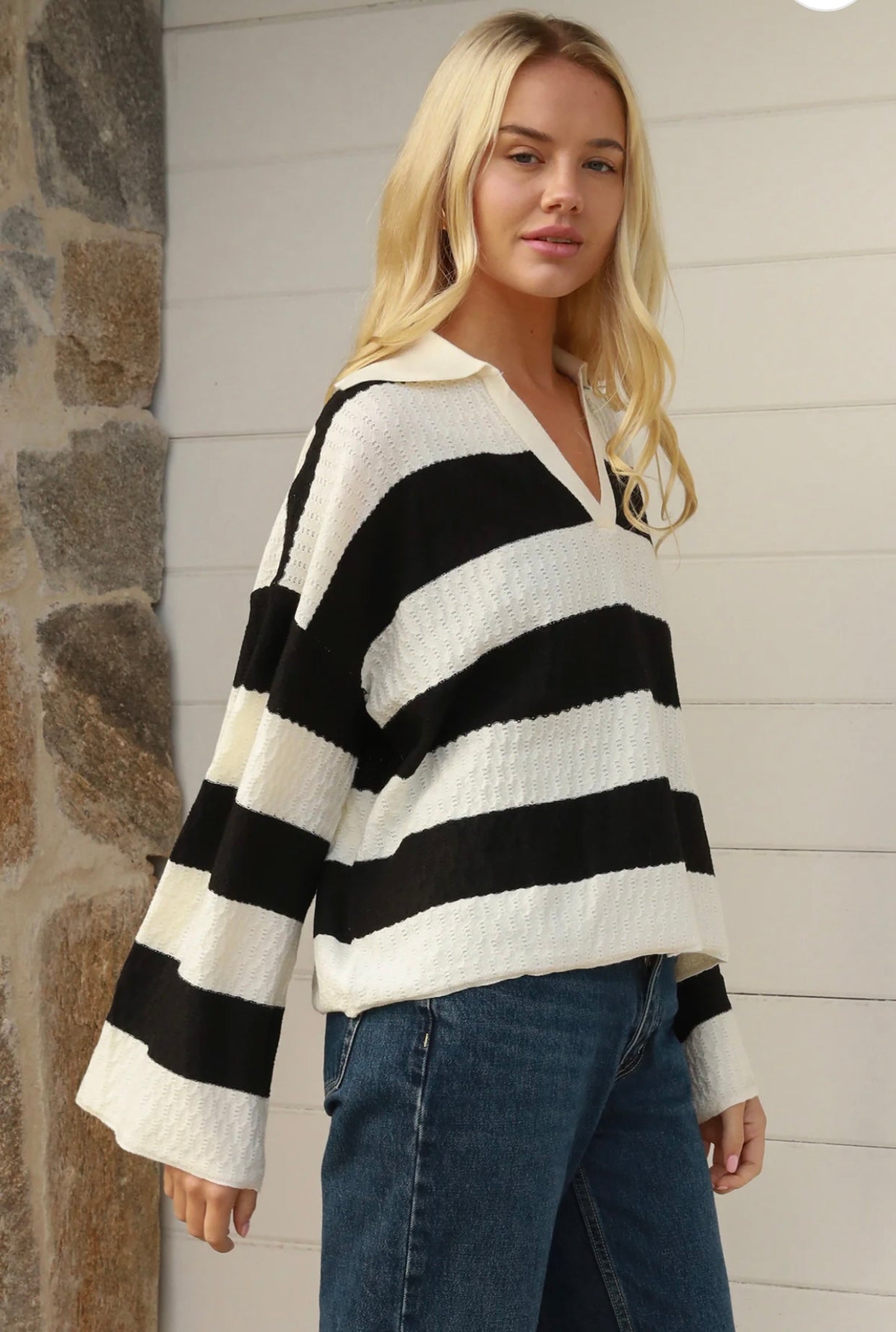 Labelle Pullover Waffle Weave Knit Top