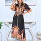 Black Boho Sienna Print Maxi Dress
