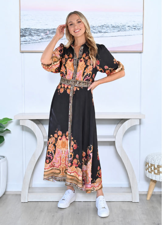 Maxi Dress Black Sienna Print