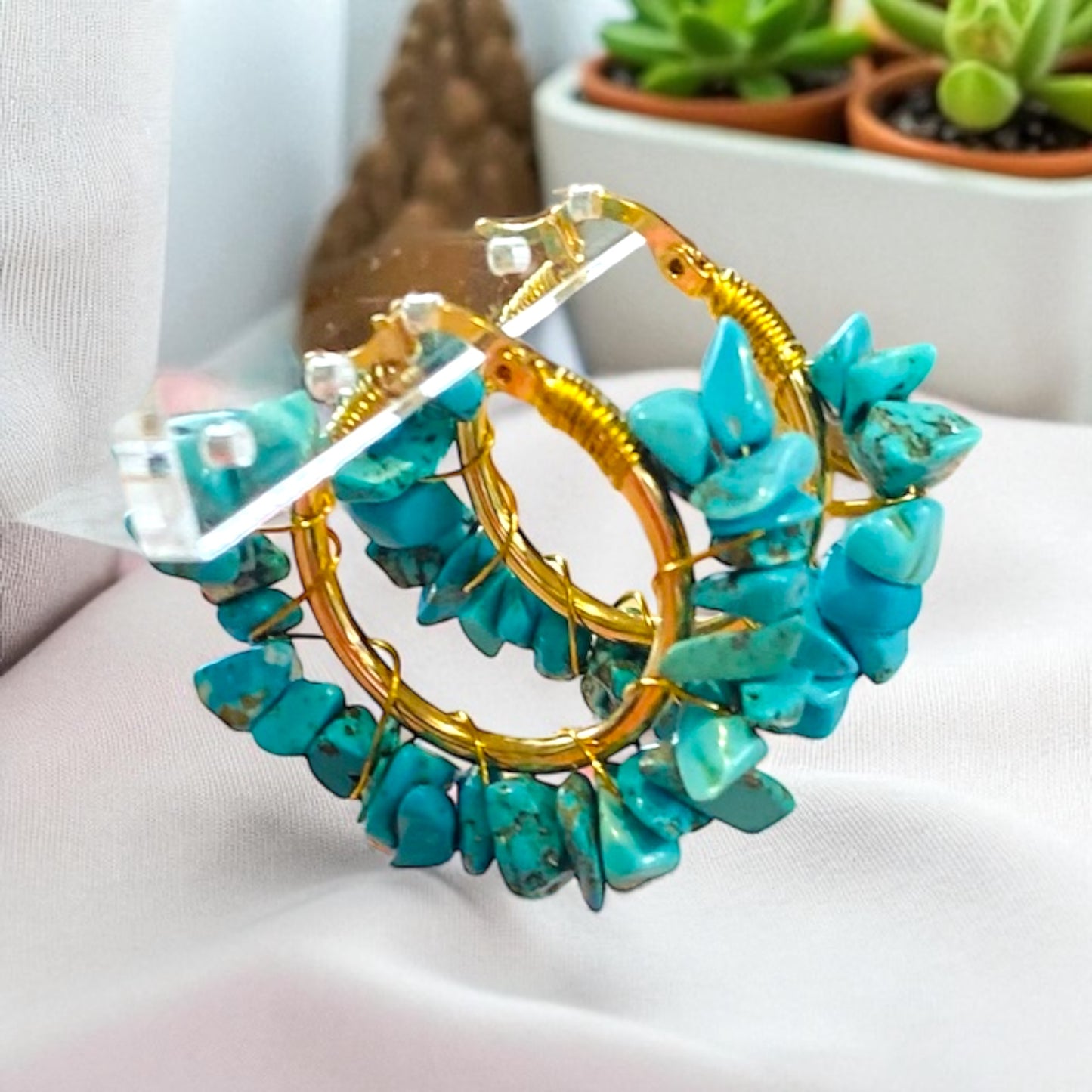 Turquoise Stone Earrings
18k Gold Plated